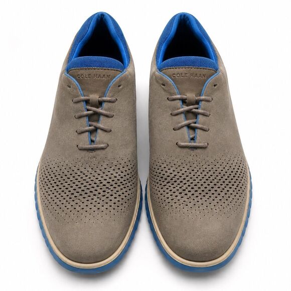 Cole Haan Grand 360 Oxford Shoes Gray Blue Leather Casual Mens 12